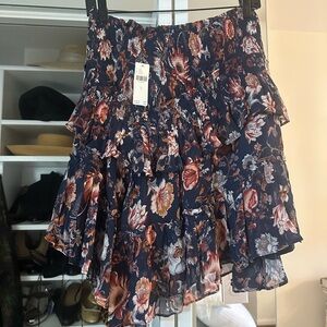 Floral Ruffle Skirt - Navy